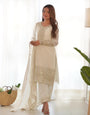 White Pure Chinon Silk Kurta Suit Set With Dupatta & Pant
