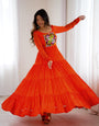 Orange Pure Soft Fox Georgette Anarkali Gown With Huge Flair