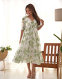 Pista Green Pure Soft Georgette Floral Print One Piece Dress With Huge Flair