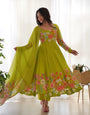Liril Pure Soft Organza Anarkali Suit Set With Huge Flair, Dupatta & Pant