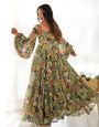 Multi Floral Light Pastel Pure Soft Fox Georgette Fully Flair Gown