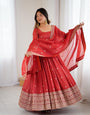 Rust Pure Crunchy Silk Anarkali Suit Set With Huge Flair & Dupatta