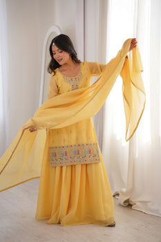 Yellow Pure Soft Crunchy Silk Kurta Suit Set