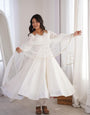 Off White Pure Roman Silk Chanderi Anarkali Suit Set