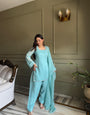 Sky Blue Crunchy Silk Kurta Suit Set With Siroski Work