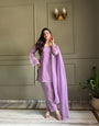 Lavender Crunchy Silk Kurta Suit Set With Siroski Work