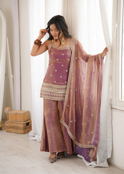 Dusty Pink Frendy Silk Kurta Suit Set With Embroidery Work