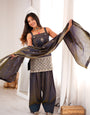 Grey NC Vichitra Silk Kurta Suit Set With Embroidery Work