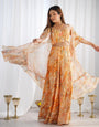 Yellow Pure Soft Fox Georgette Floral Indo Western Set