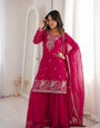 Dark Pink Pure Soft Crunchy Silk Kurta Suit Set