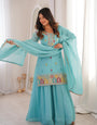 Sky Blue Pure Soft Crunchy Silk Kurta Suit Set