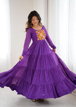 Purple Pure Soft Fox Georgette Anarkali Gown
