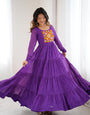 Purple Pure Soft Fox Georgette Anarkali Gown