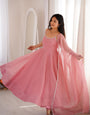 Dusty Pink Crunchy Silk Anarkali Suit Set With Siroski Work