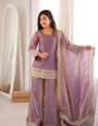 Dusty Pink Fendy Silk Kurta Suit Set With Embroidery Work