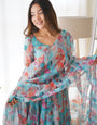 Sky Pure Soft Organza Anarkali Suit Set With Huge Flair, Dupatta & Pant